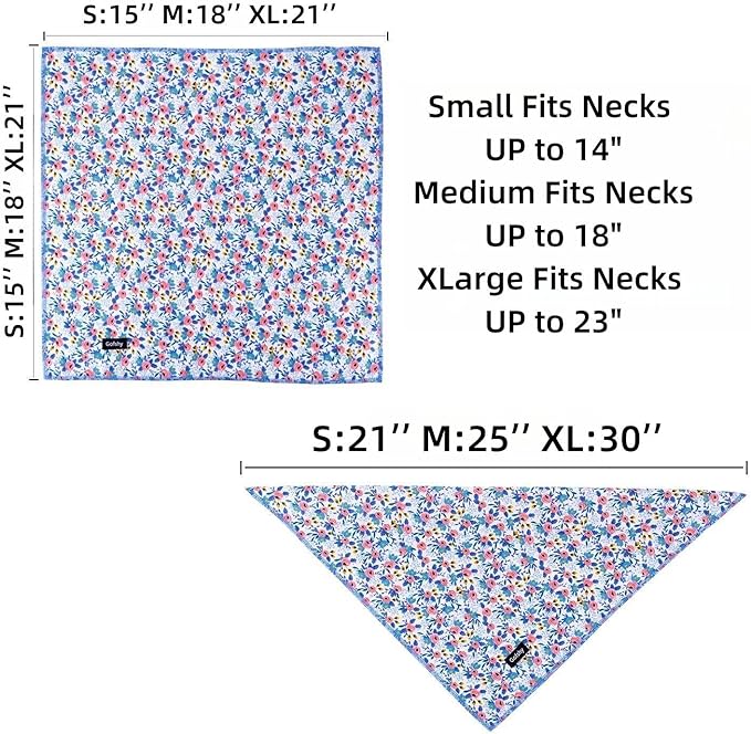 Spring Dog Bandanas Small-4PCS Puppy Bandana Orange Pink Blue Floral Printing Dog Bib Handkerchief Scarf Breed Accessories for Small XSmall Dogs Cats Gift