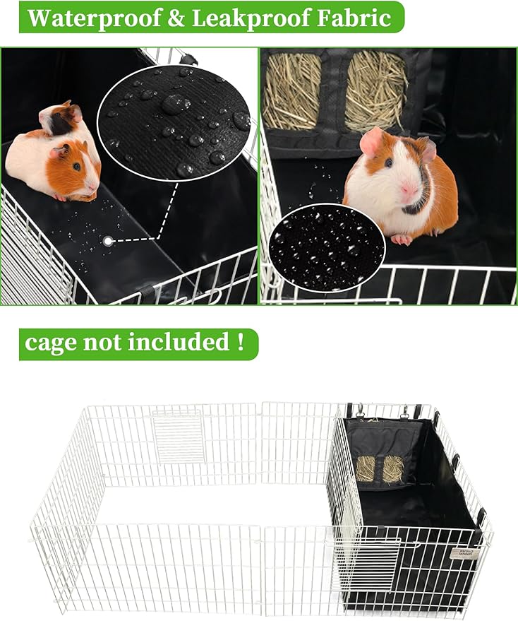 Guinea Pig Cage Liner, for Midwest Cage Kitchen 24"X13" Litter Box & Hay Feedder for Guinea Pig Rabbits Hamsters Hedgehogs Ferrets and Other Small Animals. Black