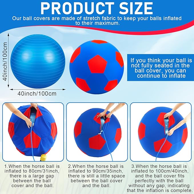 Giant Herding Ball with Ball Cover Anti Burst Please Watch VCR for How to Inflation Horse Toys for Horses Entertainment Play, Pump Included (Stylish,40 Inch,Blue)