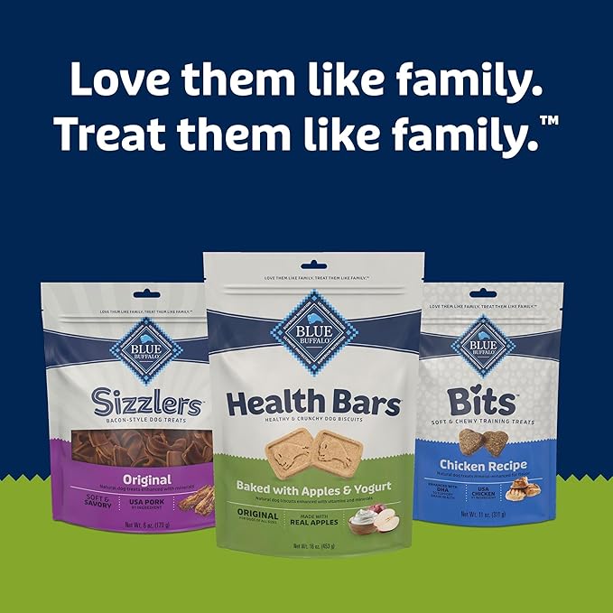 Blue Buffalo Health Bars Crunchy Dog Biscuits, Oven-Baked with Natural Ingredients, Apples & Yogurt, 16 Ounce (Pack of 4)