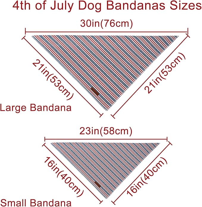 4th of July Dog Bandana, Patriotic Puppy Bandana for Small Medium Dog, Cotton American Flag Pet Triangle Bid Scarf Kerchief for Girl Boy Dogs or Cats