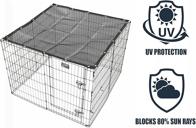 MidWest Homes for Pets Dog Exercise Pen Mesh Sunscreen Top for Dog Pens and Playpens, UV Resistant, Blocks Harmful Sun Rays, Hardware Included, Black, 540-SS
