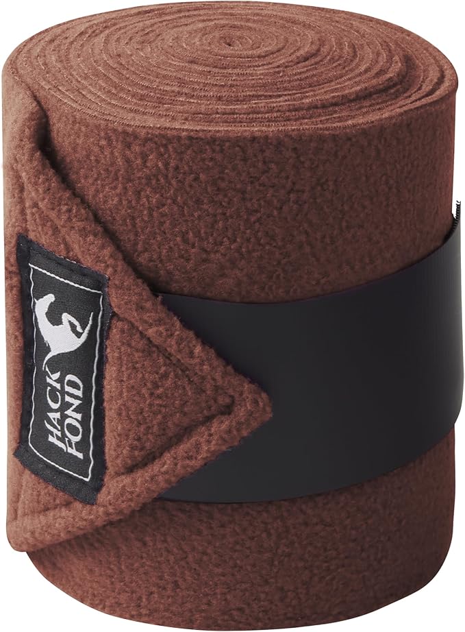 Fleece Horse Polo Leg Wraps Set of 4, 10' Horse Leg Bandages Stable Supplies Equestrian Boots Dark Brown