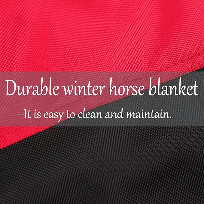 Mini Horse/Pony/Foal/Miniature Turnout Blanket, Medium Weight Winter Blanket for Horses, Donkey Blanket,1680 Denier Waterproof &Breathable/220g Filling (Red, 47in)