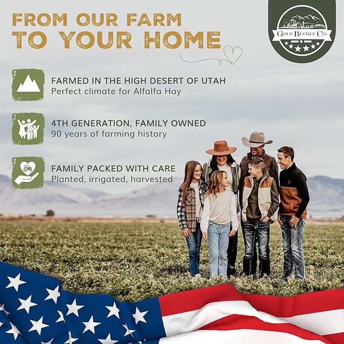 40lb Farm Fresh Alfalfa Hay for Rabbits, Guinea Pigs, Chinchillas, Goats, Hamsters & Ferrets - Organic Small Animal Food Rich in Protein & Fiber - Fresh Dried, Hand-Selected, USA Grown