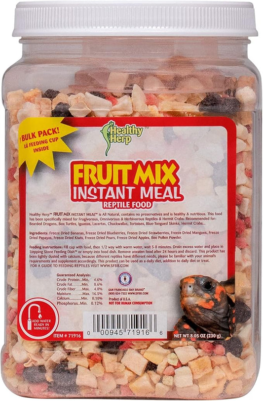 Healthy Herp Fruit Mix Instant Meal Reptile Food - Bearded Dragon Accessories & Bearded Dragon Food - Nutritious Blend for Bearded Dragons, Box Turtles, Tortoises, Hermit Crabs - 8.05 oz (230g)