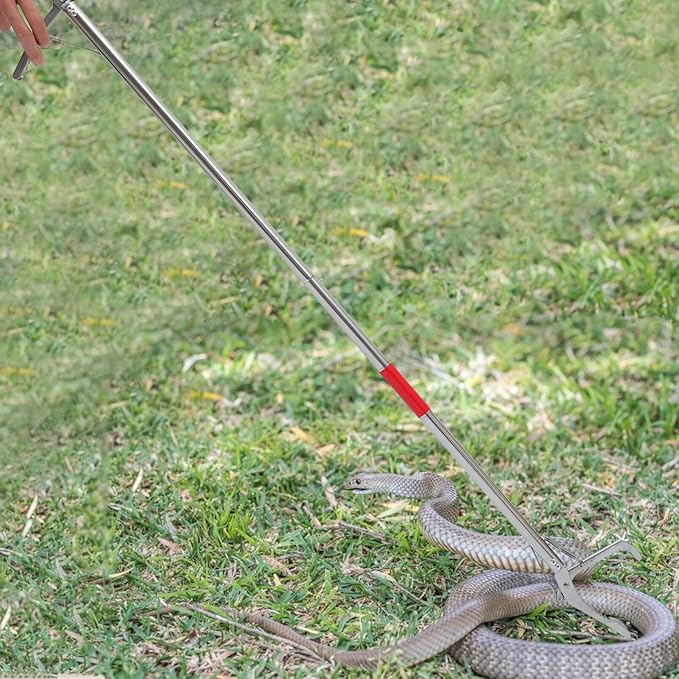 Totority Reptile Tongs Snake Grabber,59-inch Aluminum Alloy，Easy to Carry, Foldable and Light with Wide Jaw, Stainless Steel Professional Outdoor Catch