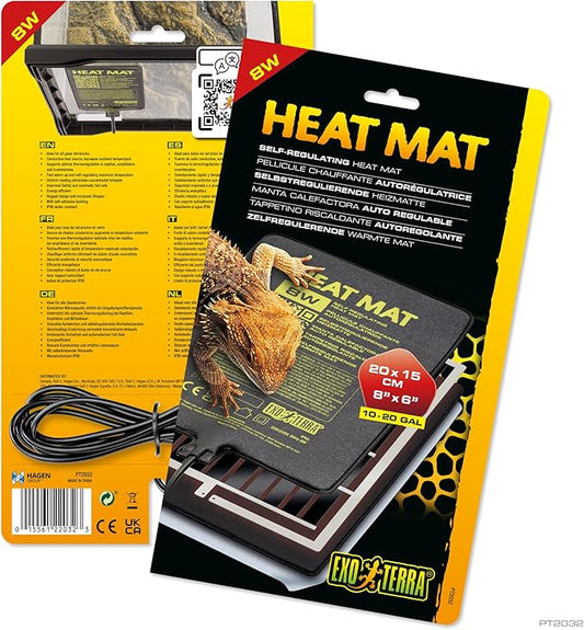 Exo Terra Heat Mat – Self-Regulating Reptile Heating Pad for Terrariums, Conductive Source for Reptiles & Amphibians, Fast Warm-Up, Safe & Energy Efficient, Even Distribution 8W