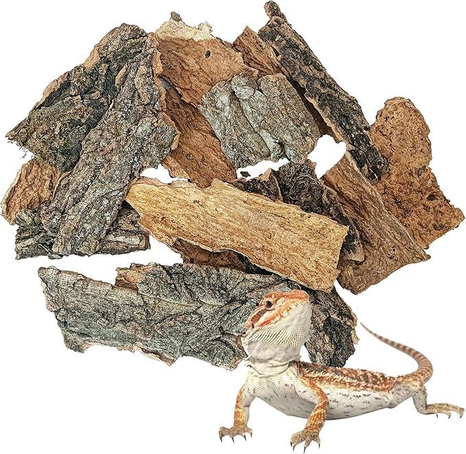 BNOSDM Reptile Cork Bark Substrate 0.6LB Tortoise Bedding for Habitat Natural Flat Cork Wood Bulk Terrarium Reusable Champagne Bark for Lizard, Crested Gecko, Spider, Chameleon, Ball Python, Tree Frog