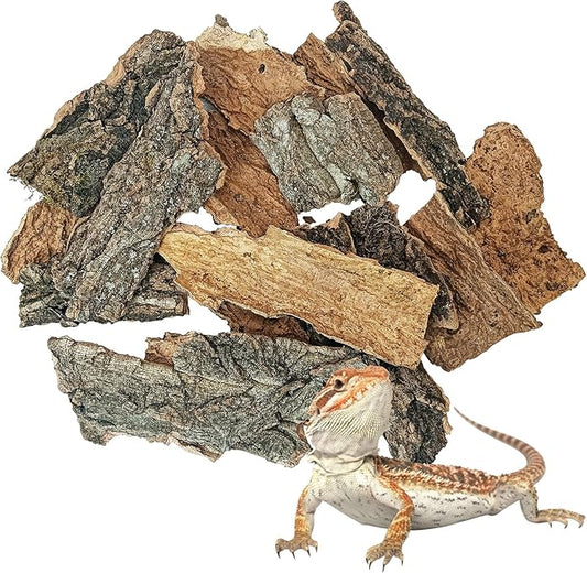 BNOSDM Reptile Cork Bark Substrate 0.6LB Tortoise Bedding for Habitat Natural Flat Cork Wood Bulk Terrarium Reusable Champagne Bark for Lizard, Crested Gecko, Spider, Chameleon, Ball Python, Tree Frog