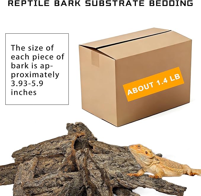 BNOSDM Reptile Terrarium Bark Substrate Bedding Tortoise 3.9-5.9in Natural Cork Bark Reptile Climbing Mat Habitat Decor for Lizard Snake Spiders Hermit Crabs Tarantula Geckos Bearded Dragons (1.4LB)
