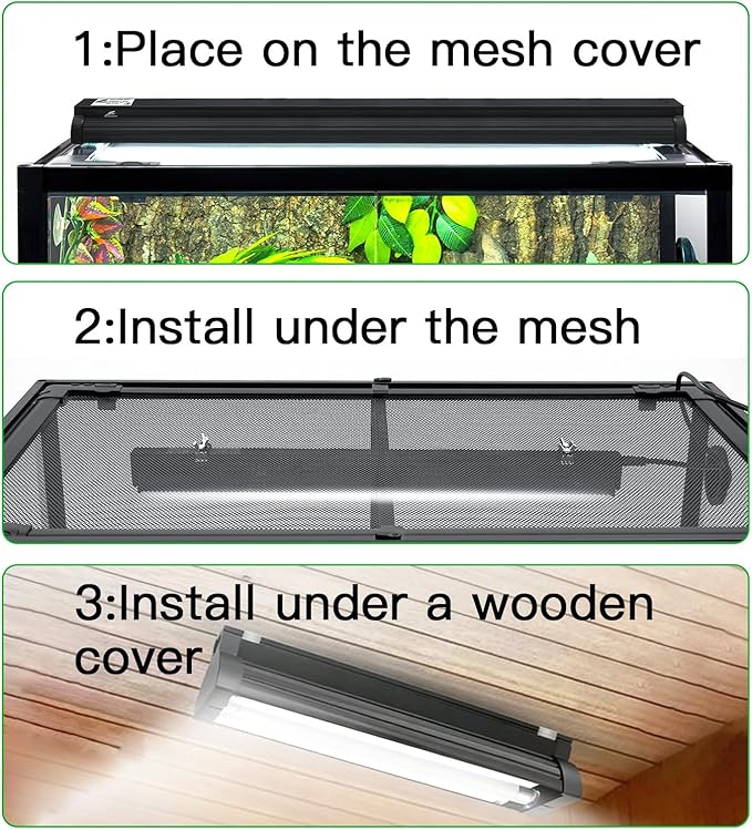 T8 UVB Reptile Light Fixture HO UVB Bulb Lighting Combo Kit, 10.0 UVB Light for Reptiles Terrarium Hood UVA UVB Desert Lamp for Bearded Dragon Turtle Tank (T8 15W 18Inch)