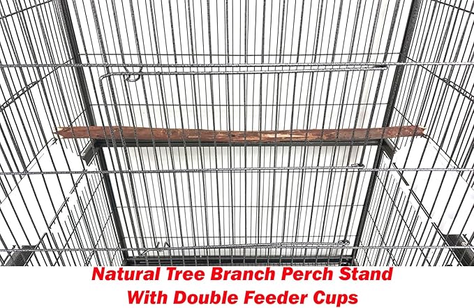 Extra Large Durable Wrought Iron Metal Bird Flight Parrot Breeder Home Cage with Double Large Front Doors 4 Side Pull Up Doors Rolling Stand Storage Shelf Lockable Wheels