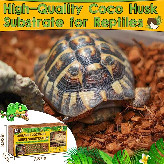 Halatool 6 Pack Compressed Coconut Chips Substrate for Reptiles, Natural Coconut Husk Bedding Coco Coir Chips Terrarium Substrate for Reptiles Ball Python Frog Snake Gecko Hermit Crab Tortoise