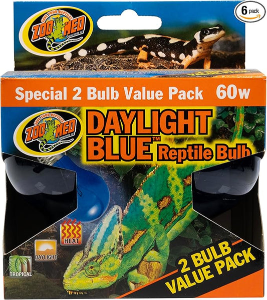 Zoo Med (3 Boxes) 2-Pack Daylight Blue Reptile Bulb, 60-watt - 6 Bulbs Total