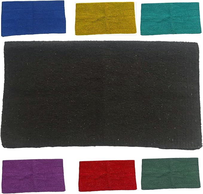Majestic Ally Solid Color 34"x 36" Traditional Acrylic Saddle Blanket with Hemline Edges-3.7 lbs (Black)