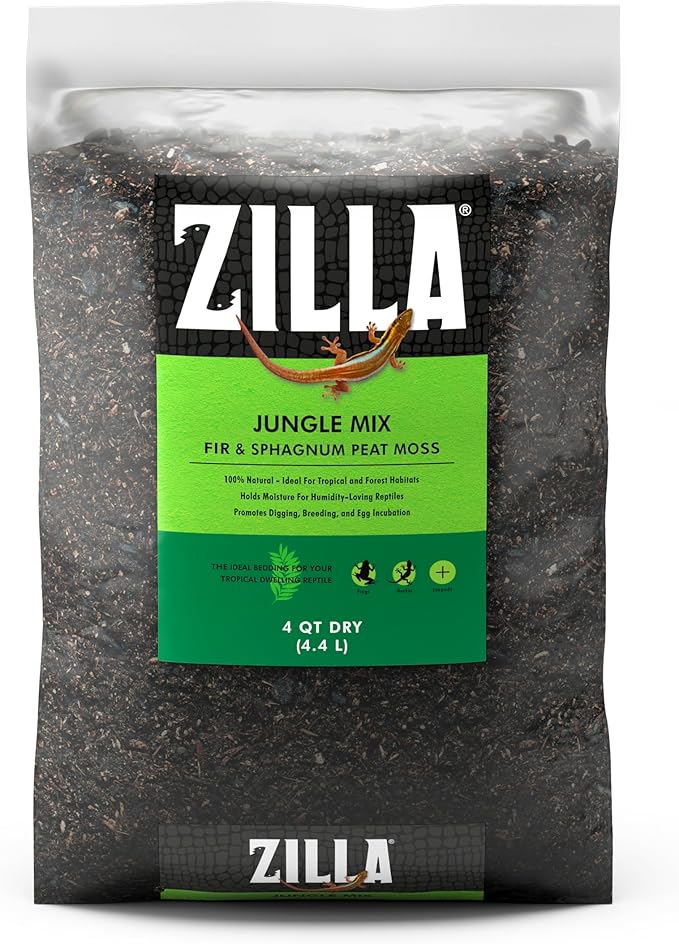 Zilla Reptile Terrarium Bedding Substrate Jungle Mix, 4 Quart