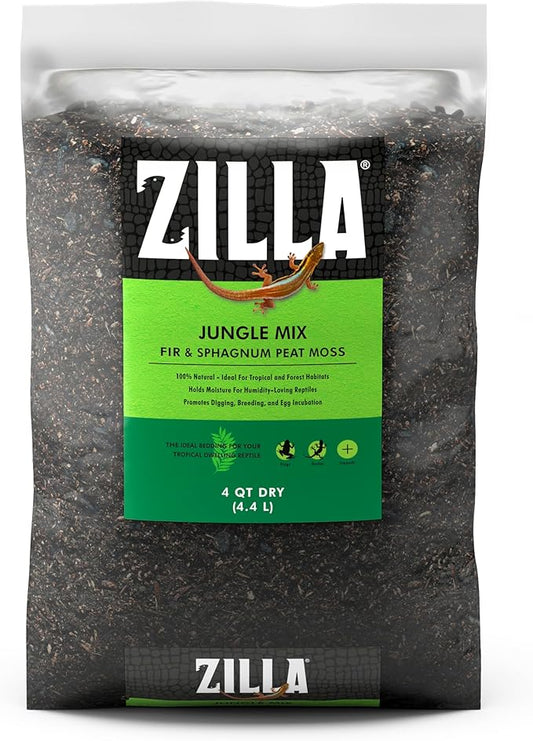 Zilla Reptile Terrarium Bedding Substrate Jungle Mix, 4 Quart