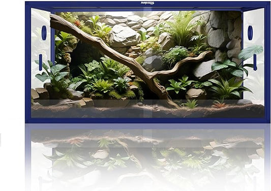 Phailozoo 120 Gallon Bearded Dragon Tank, Stackable Reptile Enclosure with Front Sliding Tempered Glass Doors, Easy Assembly Aluminum Frame Reptile Tank for Snake & Lizard