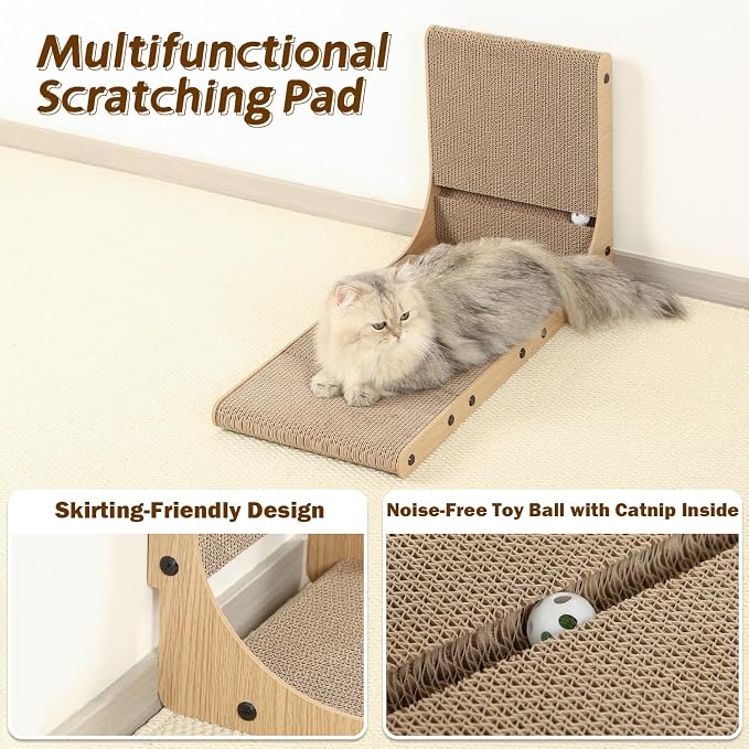 Zakkart 4-Pack Cat Scratching Board, 25.6'' Tall Cardboard L Shape Vertical Cat Scratchers for Indoor Cats, Cat Scratching Post for Wall and Couch, Large - Image 5