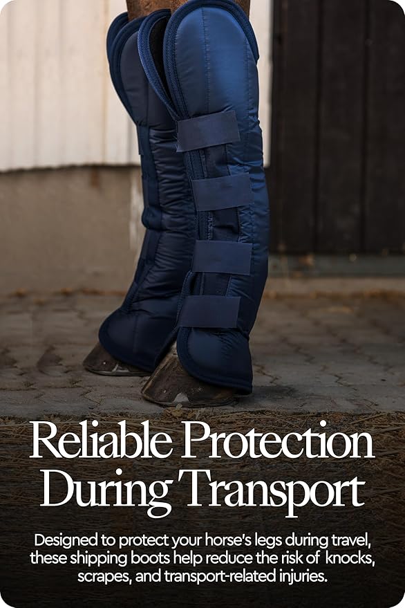 HORZE Horse Shipping Boots Set of 4 - Peacoat Dark Blue - Cob