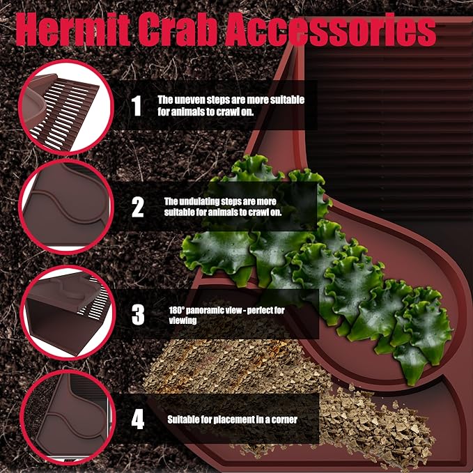 Hermit Crab Hideout with Climbing Tunnel | Hermit Crab Climbing Toys| Hermit Crab Water Tank Accessories |Hermit Crab Habitat, Also Suitable for Sea Turtles, Lizards and Tarantulas