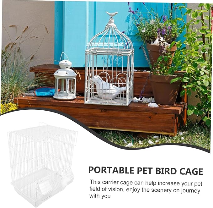 SUPVOX 1set Portable Metal Bird Carrier Cage for Parrots Wire Design for Finches and Jade Birds Stylish Home Decor Birdcage for Convenient Travel