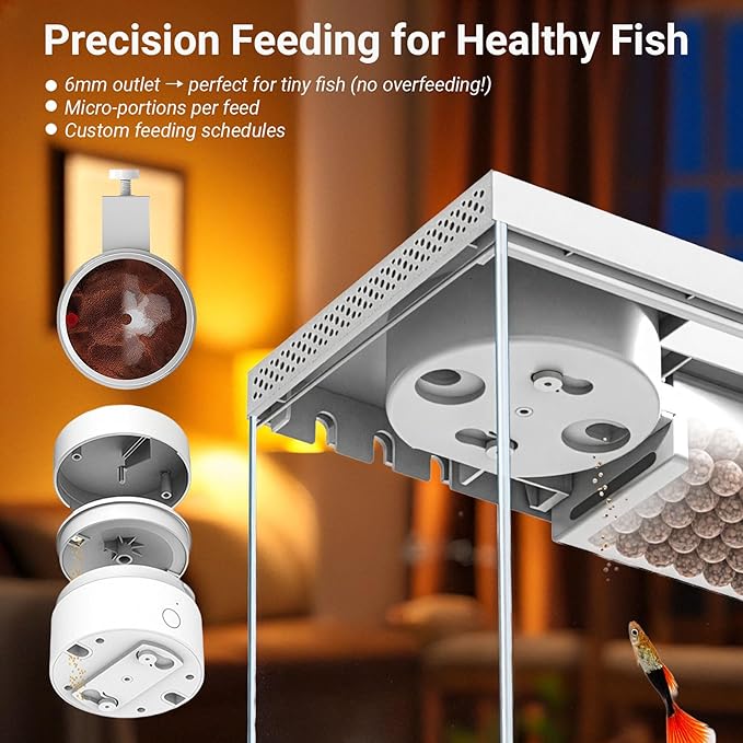 Smart Desktop Aquarium Kit with App Control - 1.3 Gal Glass Fish Tank with Automatic Feeder, RGB Lighting, & Temperature Monitor - Self-Cleaning Filtration System for Betta, Guppy