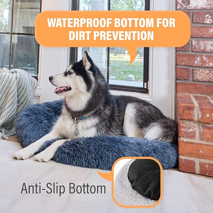 Active Pets Premium Medium Donut Dog Bed, Fits Up to 45 lbs, Removable Cover & Washable Cushion, Plush Long Pile Faux Fur Fabric, Portable Beige Pet Bed Furniture for Puppies Adult Canines & Cats