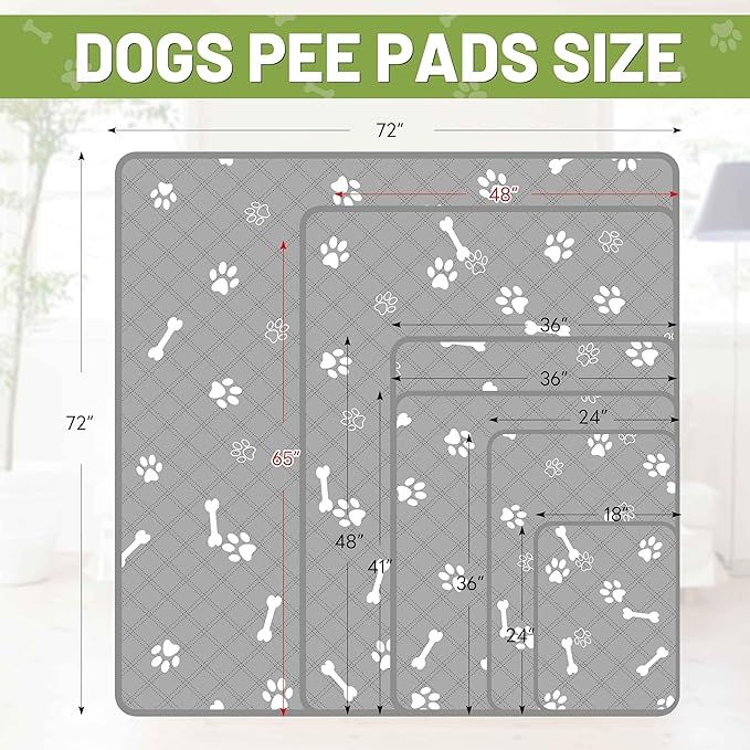 PatiencET Washable Dog Pee Pad, 48" x 65" Extra Large, Super Absorbent Reusable Waterproof Floor & Sofa Protector for Large Dogs, Whelping & Incontinence