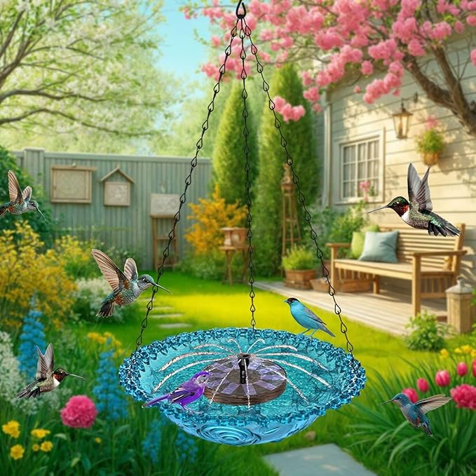Large Capacity Outdoor Hanging Bird Feeder Water Fountain Attracts Wildlife ABS Construction Garden Decors Outdoor Bird Feeder for Wild Birds and Squirrels