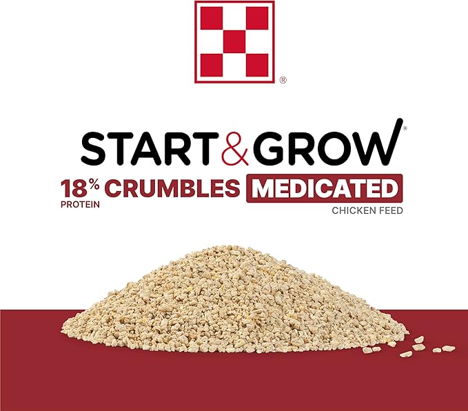 Purina Start & Grow | Nutritionally Complete Medicated Chick Feed Crumbles | 25 Pound (25 lb.) Bag