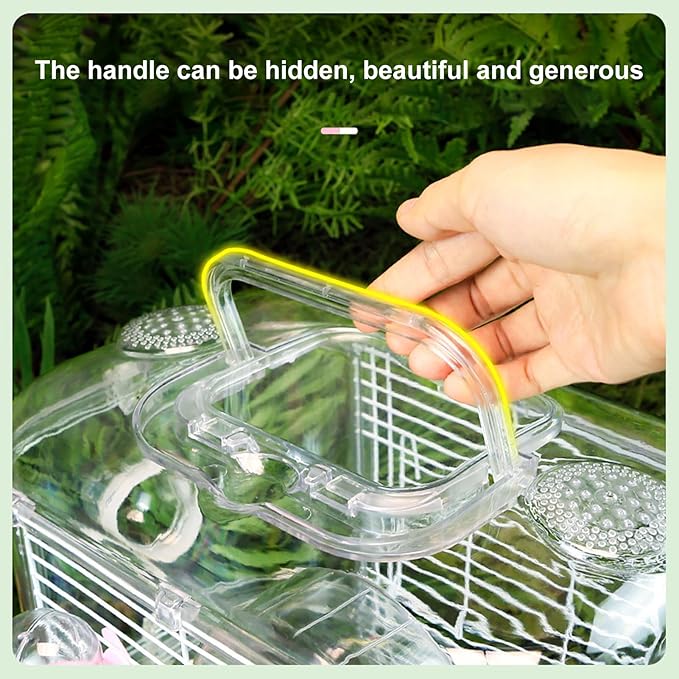 Focket Hamster Cage Small Animal Cage, Enclosure Double Layer Hamster Cages and Habitats Wire Hamster House with Multiple Locking Buckles for Hamsters Mice (2 Layer)