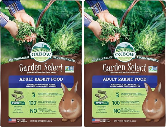 Oxbow Garden Select Rabbit Food,Adult,Made Timothy Hay for Rabbit,Bunny Food Pellets,Non-GMO,No Soy or Wheat,Small Animal Pet Products,Made in USA,High Fiber,8 lb. Bag,(Pack of 2)