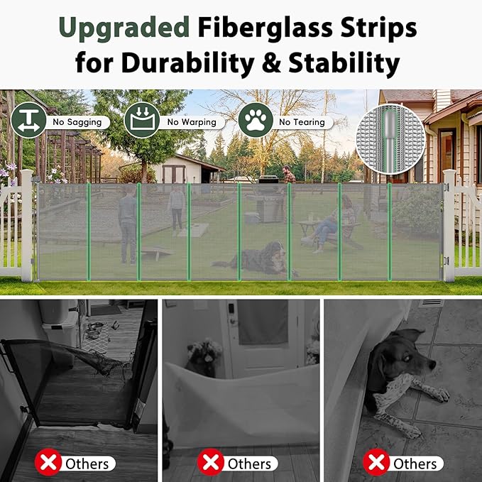 275" Retractable Baby Gates Extra Wide Retractable Fence Outdoor, 22ft Retractable Dog Gates for Doorways Extra Wide Baby Gate, 48" Extra Tall Dog Gate Retractable Pet Gate for Garage, Driveway, Gray