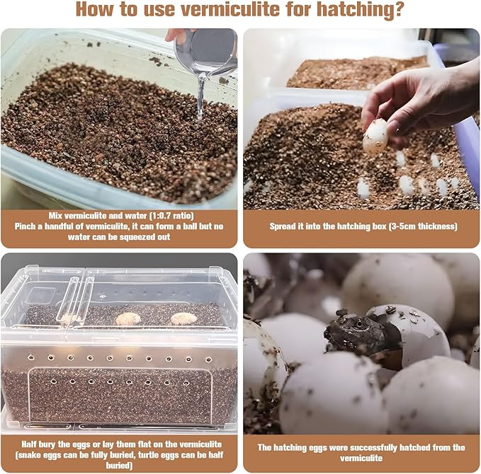 MAQIHAN Vermiculite for Reptiles - 14OZ Vermiculite Terrarium Reptiles Reptile Substrate Reptile Bedding Reptile Sand for Egg Incubator, Bearded, Gecko, Hermit, Snake, Tortoise, Turtle, Plants