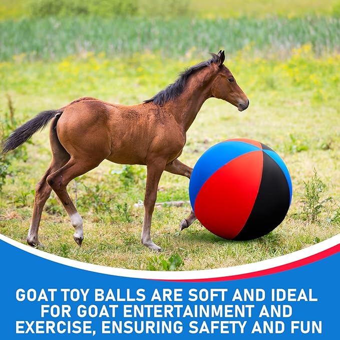 30 Inch Giant Herding Ball with Ball Cover Anti Burst Please Watch VCR for How to Inflation Horse Toys for Horses Entertainment Play, Pump Included(Cute, Blue)