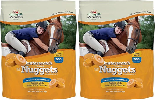 Manna Pro Bite-Size Nuggets for Horses – Horse Training Treats – Butterscotch Flavored Treats for Horses – 4 pounds (Pack of 2)