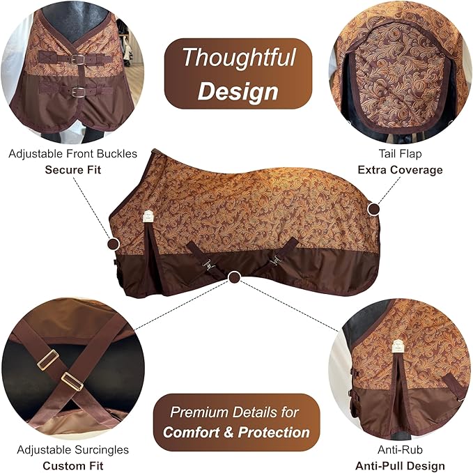 BARN & STABLE 600D Ripstop Lightweight Horse Turnout Sheet No Fill,Water-Resistant & Breathable Horse Blanket for Spring and Mild Weather, with Anti-Rub Fleece Withers