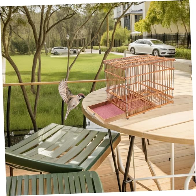 Retro Bird Travel Carrier Cage Small Bird Cage for Lovebirds Parakeets Cockatiels Portable Carrying Case