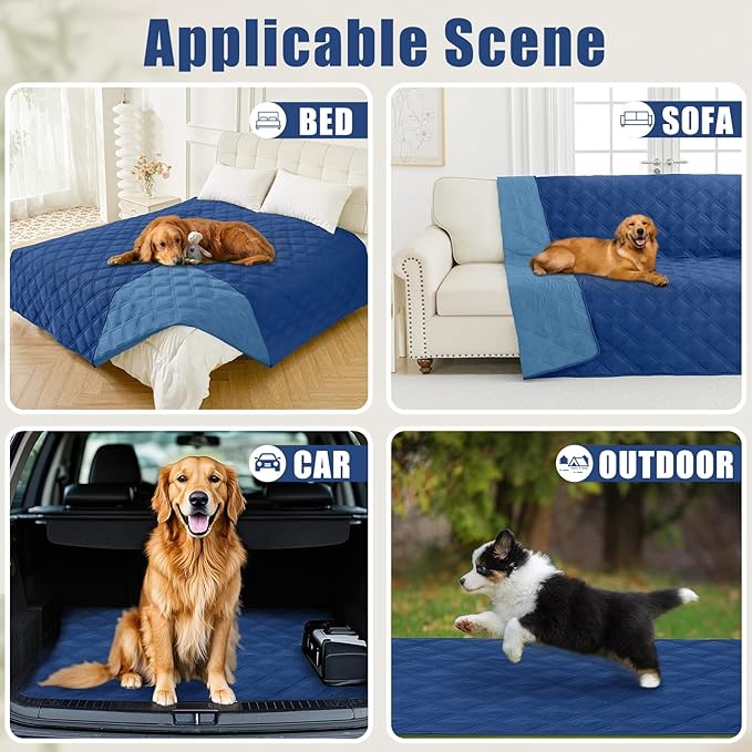 Smiry Waterproof Dog Bed Cover Blanket 40x50, Soft Reversible Pet Blanket, Washable Leakproof Cats Dogs Couch Cover for Sofa, Couch, Furniture, Navy/Blue