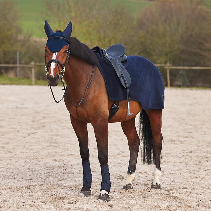HORZE Marquess Fleece Riding Blanket - Dark Navy - 66 in