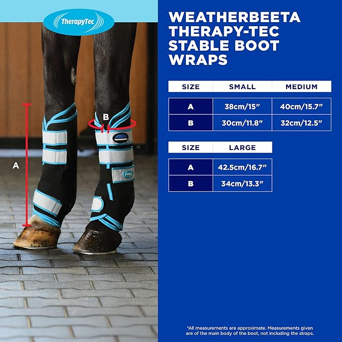 WeatherBeeta Therapy-Tec Stable Boot Wraps, Black/Blue, Large