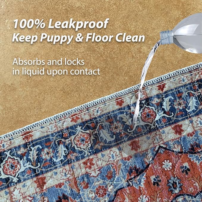 nunubaby 2PACK Washable Pee Pads for Dogs, Stylish, Non-Slip and Leak-Proof Pee Pads. Reusable Potty Pads for Dogs for Crates and Floors.(Red/Floral, 72" x72" )