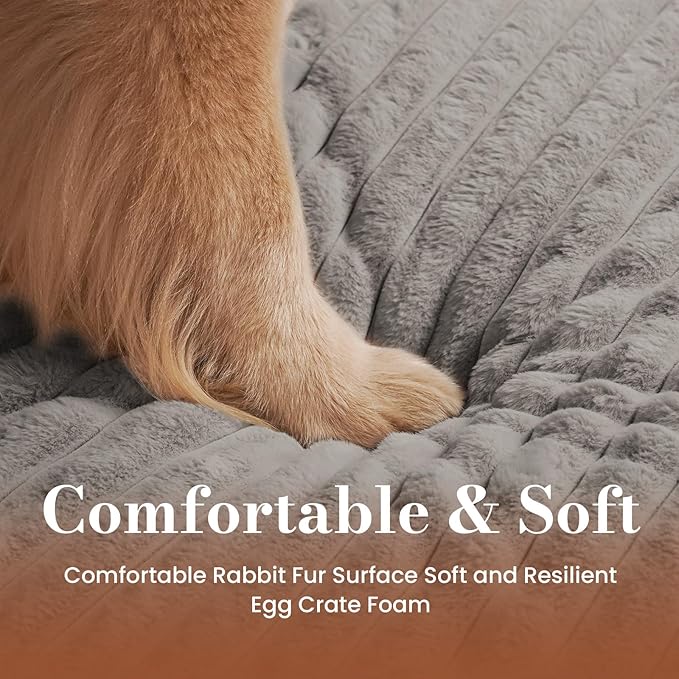 Orthopedic Dog Bed Medium Size Dog, Pet Beds with Waterproof Lining, Soft Short Plush Surface & Egg Crate Foam, Machine Washable Pet Mat with Removable Cover & Anti Slip Bottom