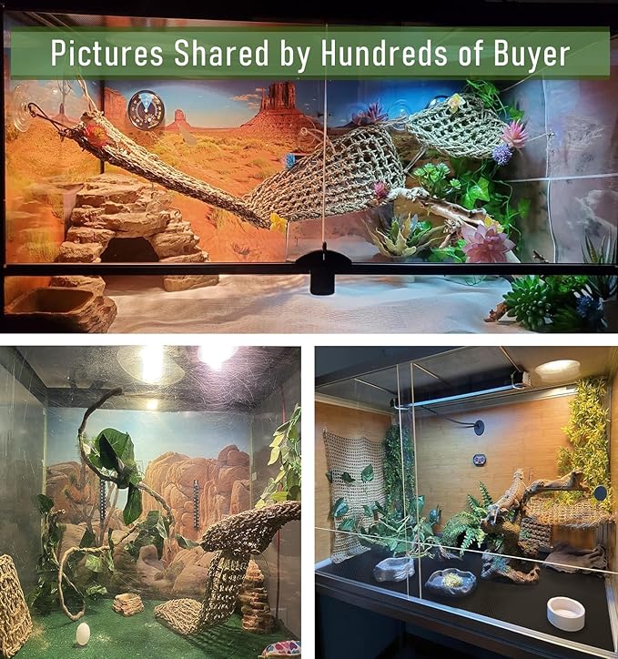 Bearded Dragon Tank Accessories, Reptile Mat Hammock Plants Bridge Jungle Climber Vines Terrarium Decorations for Leopard Gecko, Hermit Crab Lizard Snake (9 PCS Without Reptile Mat)