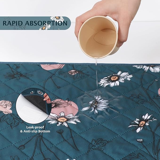 IEUUMLER Washable Pee Pads for Dogs, 1 Pack Non-Slip & Waterproof Pack Whelping Pad, Reusable Washable Puppy Potty Training Pad with Fast Absorbent for Playpen EU007 (Navy Blue Daisy, 48"X48"-1pcs)