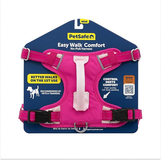 PetSafe Easy Walk Comfort No-Pull Dog Harness - Better Walk Training Harness - Full Body Padded Design - Durable Fabric - 5 Point Adjustable Fit - Everyday Leash Training - Pink - Large
