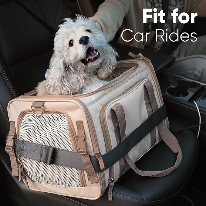 FUKUMARU Cat Carrier with Wheels, 18x11x11 Expandable Soft Cat Travel Carrier, Airline Approved Dog Carrier, Sturdy Rolling Cat Carrier with Anti-Scratch Mesh, Escape-Proof Pet Carrier for Cat, Pink