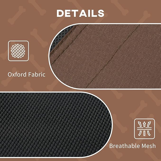 PawHut Elevated Portable Dog Cot Pet Bed with UV Protection Canopy Shade, 48 inch, Coffee